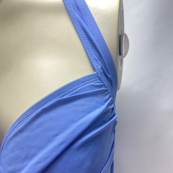 Liz Claiborne One Piece Swimsuit 16 Ruched Front Tie Neck Strap Light Padded - Picture 3 of 13